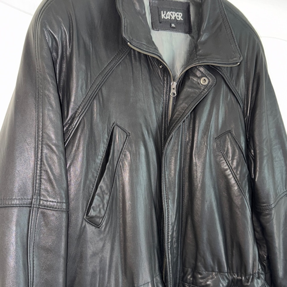 Kasper Vintage Men's Black Leather Jacket